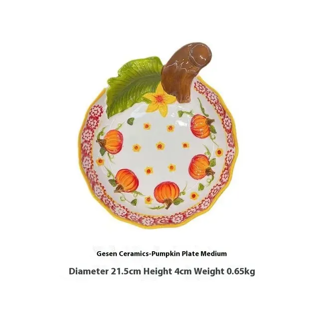 Pumpkin Bowl Tableware Suit Noodle Bowl Plate Dishes Household Medium Pumpkin Deep Plates - Shop at LoveMi
