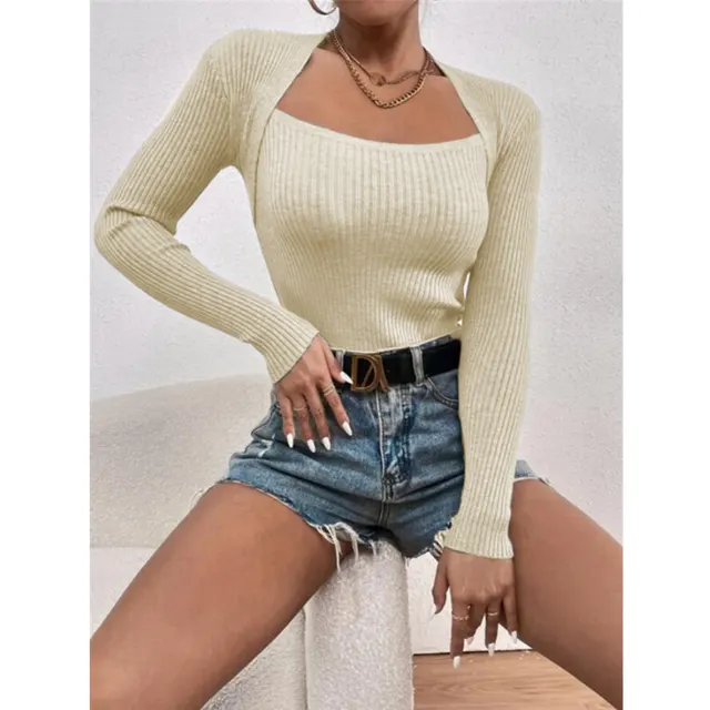 Women's Slim fit Long sleeved Knitted Bottoming Shirt Apricot - Shop at LoveMi