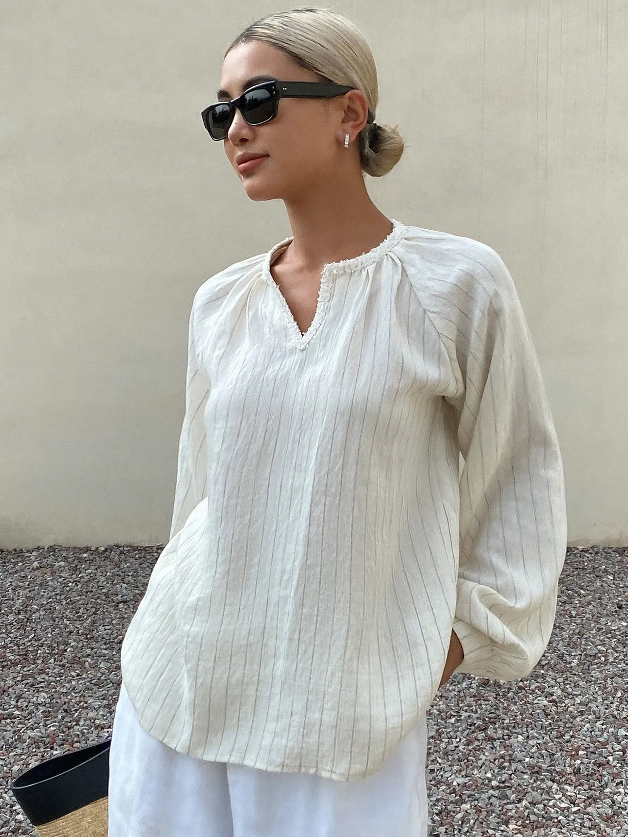 Kong Collar Lantern Sleeve Loose Top - 1Color