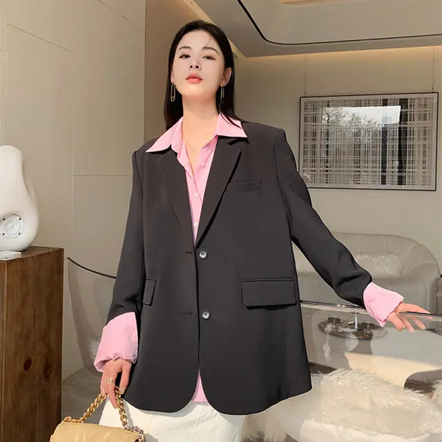 Women's Solid Color Casual Korean Loose Jacket Black - Shop at LoveMi