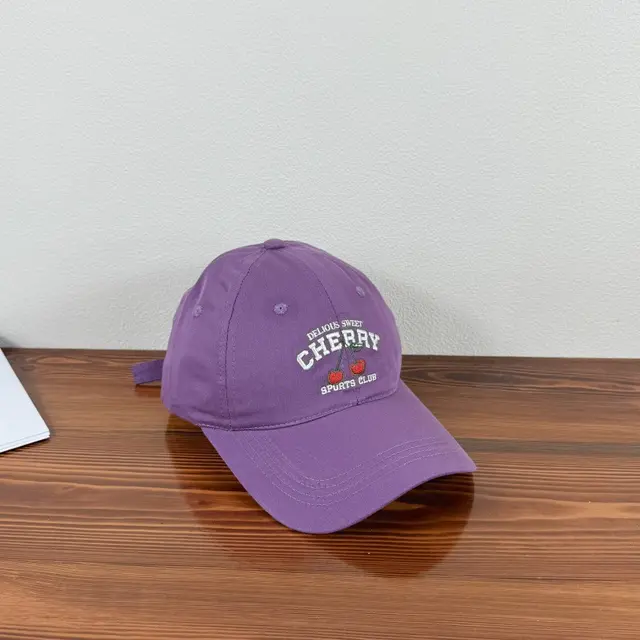 Cute Cartoon Embroidery Cherry Baseball Cap For Women Purple Cherry - Shop at LoveMi