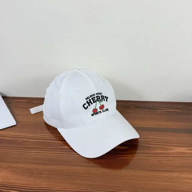 Cute Cartoon Embroidery Cherry Baseball Cap For Women White Cherry - Shop at LoveMi