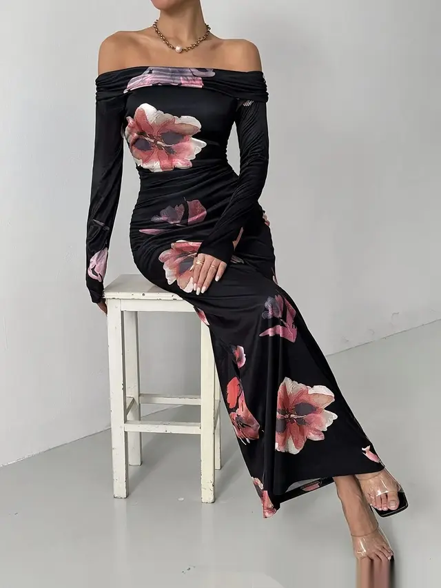 Dress Long Sleeve One Step Sheath Women Navy Blue - Shop at LoveMi