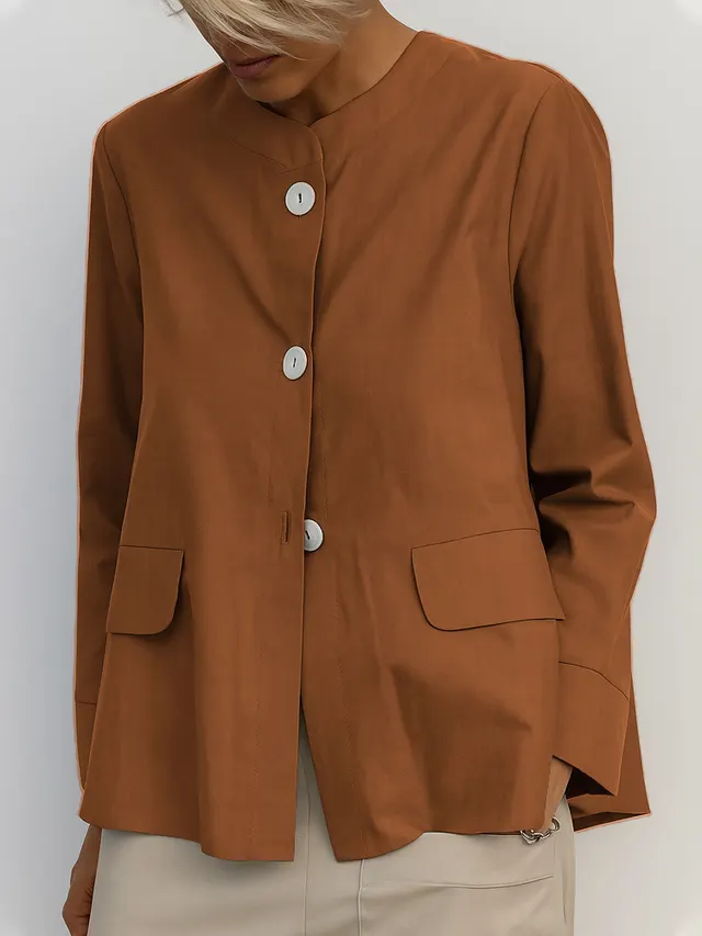 Jacket Coat Women's Solid Color Shirt Coat Camel - Shop at LoveMi