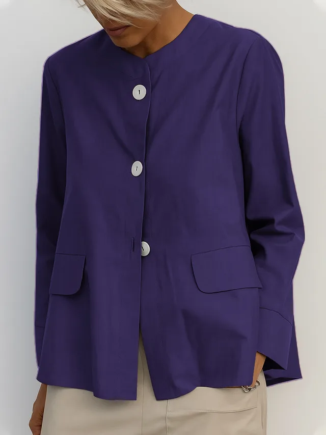 Jacket Coat Women's Solid Color Shirt Coat Dark Purple - Shop at LoveMi