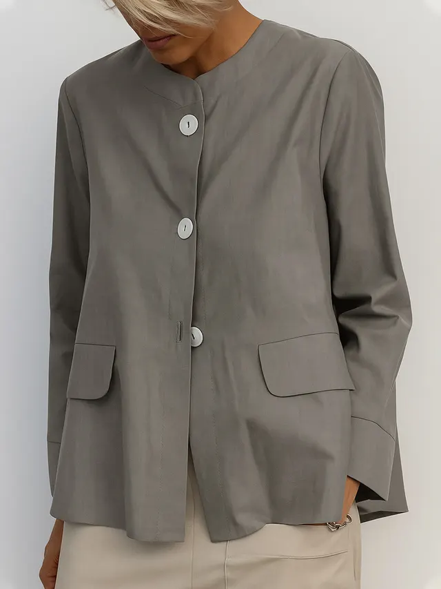 Jacket Coat Women's Solid Color Shirt Coat Gray - Shop at LoveMi