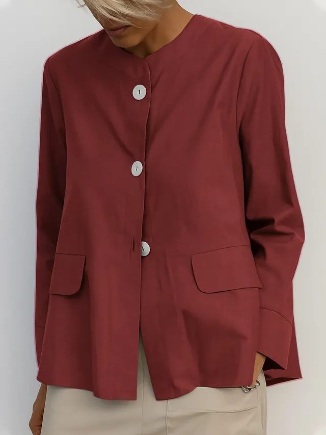 Jacket Coat Women's Solid Color Shirt Coat Wine Red - Shop at LoveMi