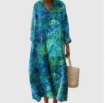 Long Sleeve Shirt Dress Women's Casual Floral Print Sleeve Skirt Dvllyq143 - Shop at LoveMi