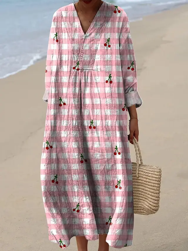 Long Sleeve Shirt Dress Women's Casual Floral Print Sleeve Skirt Dvllyq147 - Shop at LoveMi