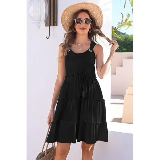 Vacation Swimsuit Smock Bohemian Floral Beach Dress Black - Shop at LoveMi