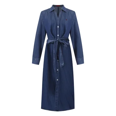 Temperament Long Sleeve Loose Slimming Denim Dress Blue - Shop at LoveMi
