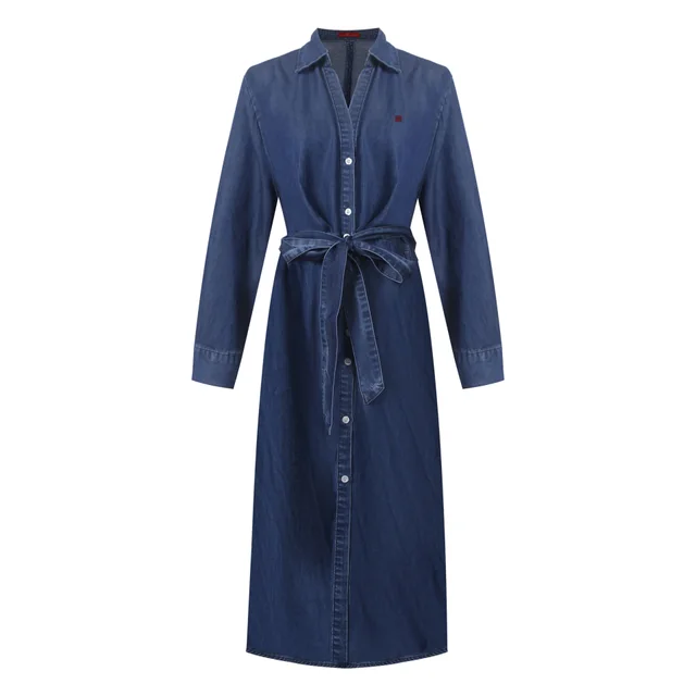 Temperament Long Sleeve Loose Slimming Denim Dress Blue - Shop at LoveMi