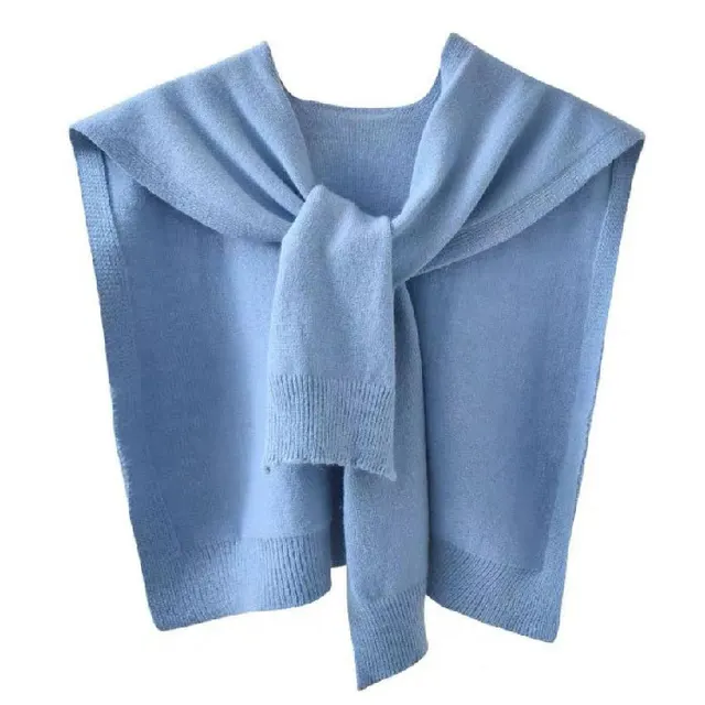 Women's Cored Yarn Knitted Shawl Spring Autumn Outerwear Waistcoat Sky Blue - Shop at LoveMi