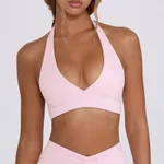 Shockproof With Chest Pad High Elastic Brushed Workout Top - Pink