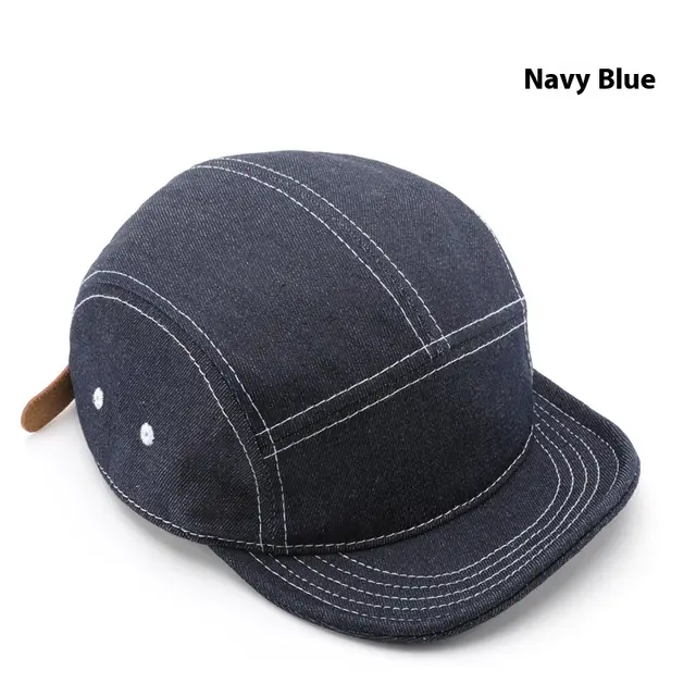 Solid Color Light Board Short Brim Washed Denim Baseball Cap Navy Blue - Shop at LoveMi
