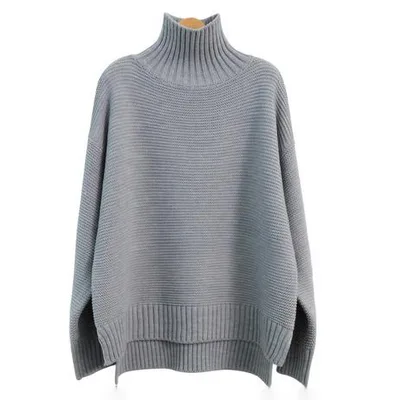 Cashmere Turtleneck Knitted Bottoming Sweater Gray - Shop at LoveMi