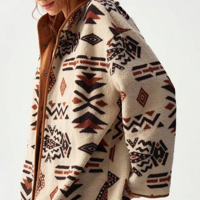 Women's Casual Geometric Printed Double sided Wool Jacket 1 Style - Shop at LoveMi