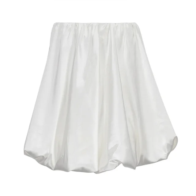 White High waist Pleated Bubble Skirt Beige - Shop at LoveMi