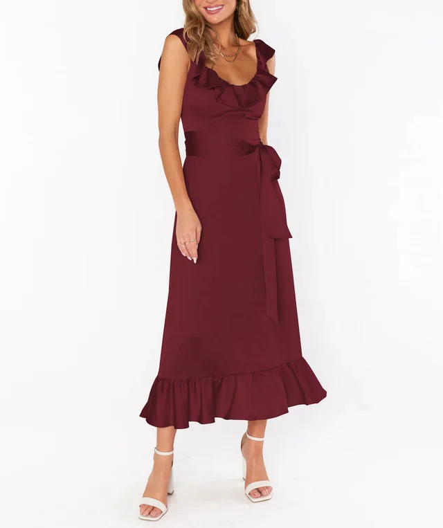 Lace up Dress Women's Clothing Formal Dress Wine Red - Shop at LoveMi