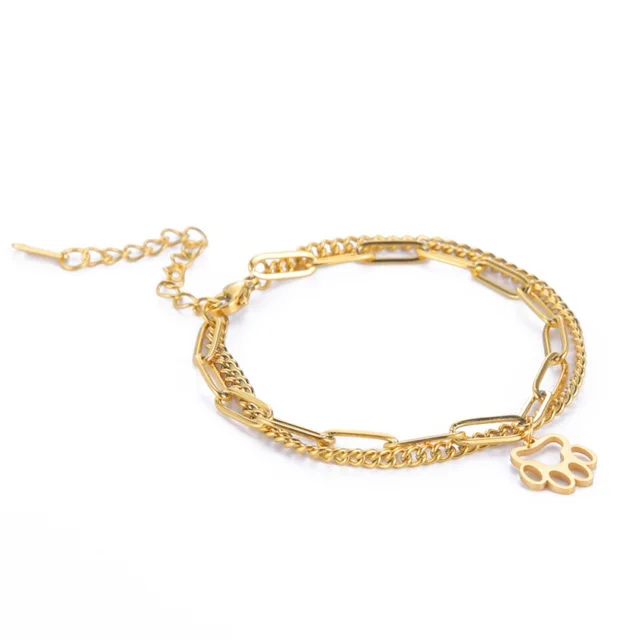 Memory Footprints Girl Double Golden Bracelet Gold - Shop at LoveMi