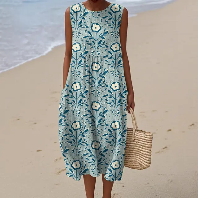 Sleeveless Shirt Dress Women's Casual Floral Print 3D Printed Sleeve Length Skirt 32 Models - Shop at LoveMi