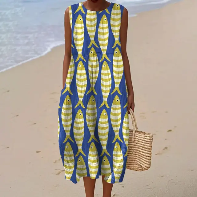 Sleeveless Shirt Dress Women's Casual Floral Print 3D Printed Sleeve Length Skirt 39 Models - Shop at LoveMi