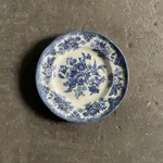 Blue Flower Deep Dinner Dessert Plate - Blue