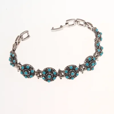 Women's Silver plated Beautiful Flowers shaped Diamond Bracelet Blue - Shop at LoveMi