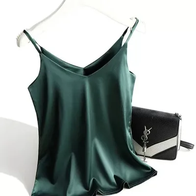 Italian Camisole Women's V neck Brace Basic White Vest Green - Shop at LoveMi
