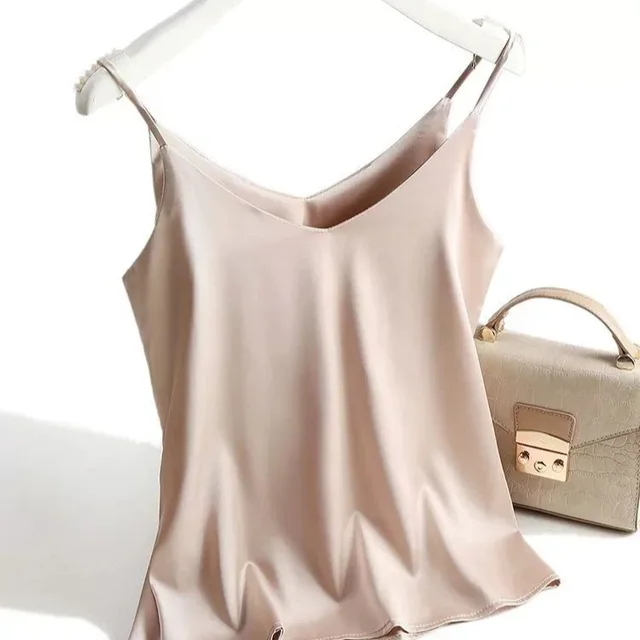Italian Camisole Women's V neck Brace Basic White Vest Khaki - Shop at LoveMi