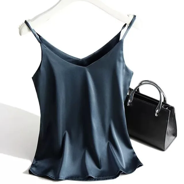 Italian Camisole Women's V neck Brace Basic White Vest Navy Blue - Shop at LoveMi