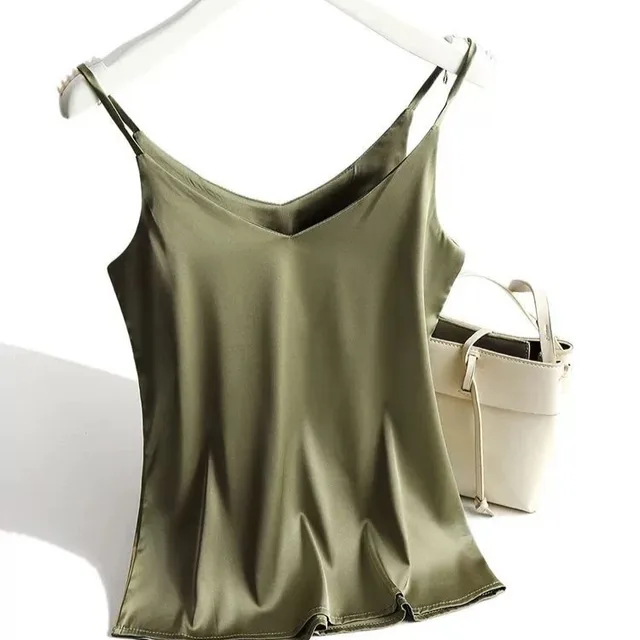 Italian Camisole Women's V neck Brace Basic White Vest Olive Green - Shop at LoveMi