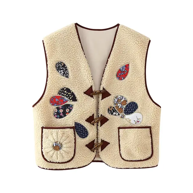 Retro Sleeveless Children's Embroidered Leisure Vest Vest Beige - Shop at LoveMi