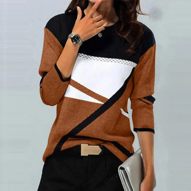 Casual Striped Long Sleeve Round Neck T shirt Wa28Wa28Zn250111Y008 - Shop at LoveMi