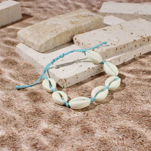 Bohemian Ethnic Style Gravel Starfish Shell Beaded Blue Line Bracelet - Shop at LoveMi