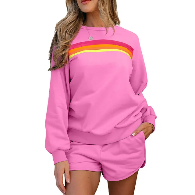 Fashion Trend Multicolor Long Sleeve Two piece Set For Women Pink - Shop at LoveMi