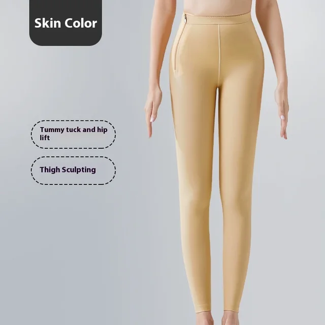 Zipper Shaping Postpartum Waist Trimming Leg Shaping Hip Lifting Belly Contracting Pants Skin Color - Shop at LoveMi