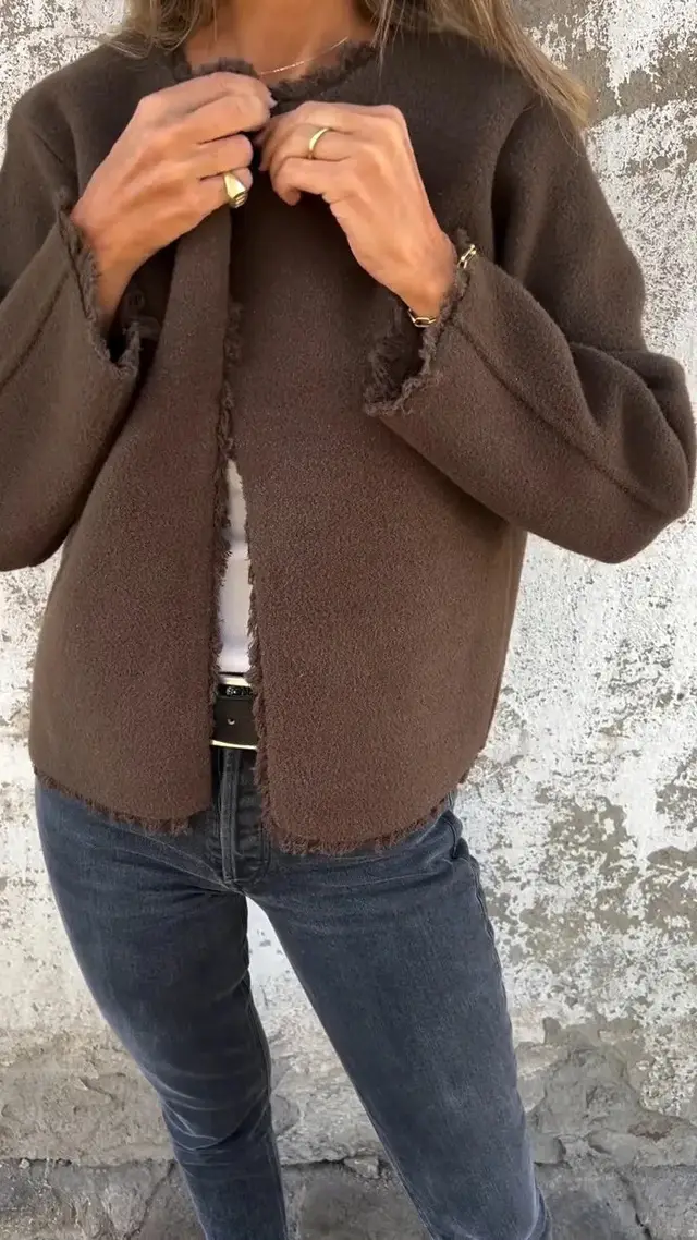 Fashion Casual Crew Neck Top Long Sleeve Women's Clothing Brown - Shop at LoveMi