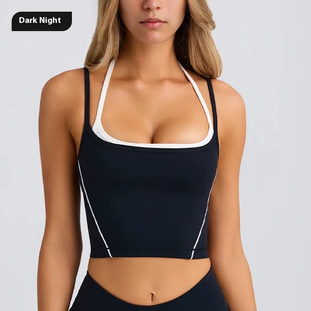 Sports Underwear Vest Shorts Spaghetti Strap Bra Beauty Back Tight High Elastic Fitness Black - Shop at LoveMi