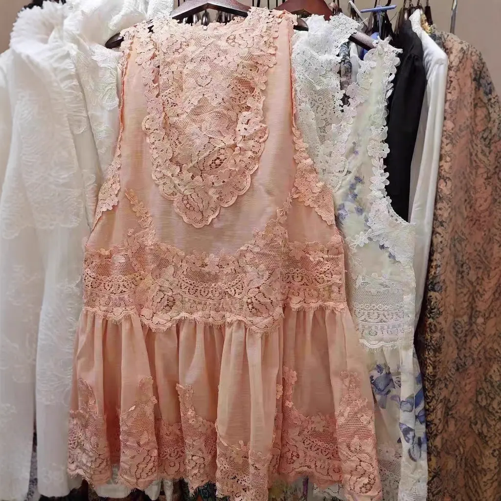 Women's Fashion Lace Stitching Dress Vest Suit - Image Color 2