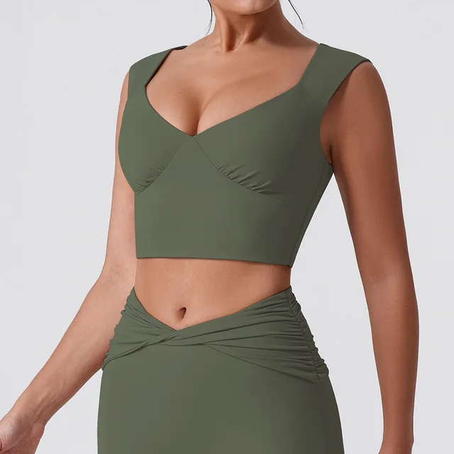 Women's Solid Color Sling Quick drying Slim Fit Fashion Camisole Olive Green - Shop at LoveMi