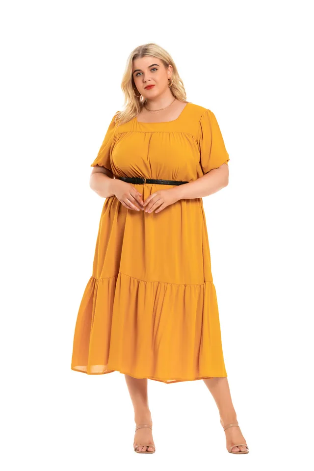 Women's Bohemian Short Sleeve Loose Dress Orange - Shop at LoveMi
