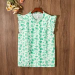 Sleeveless Ruffled Floral Women's Loose Sweet Chiffon Printed Top - No 7 Color