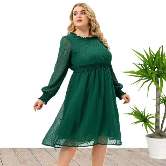 Fashion Women's Sleeves Chiffon Cut Flower Dress Green - Shop at LoveMi