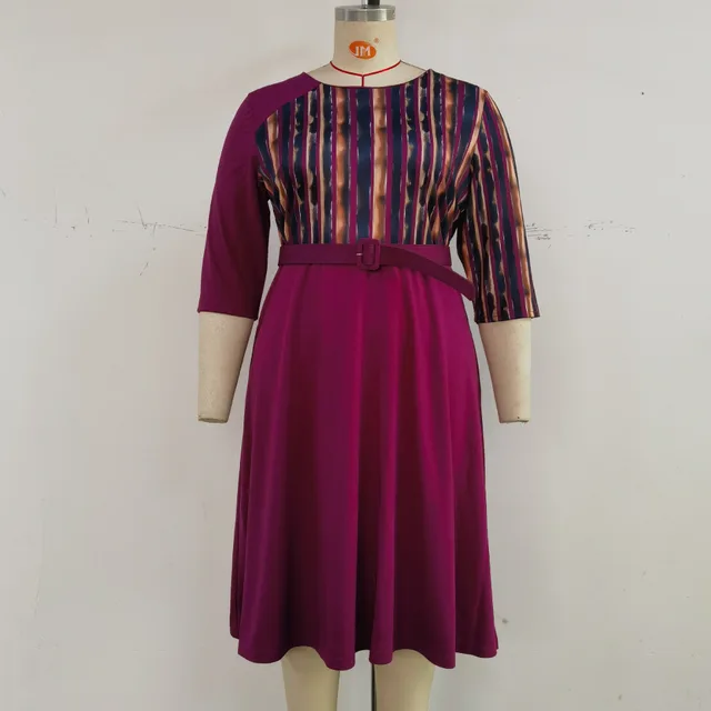 Plus Size Women's Clothing New Printed Dress Purplish Red - Shop at LoveMi