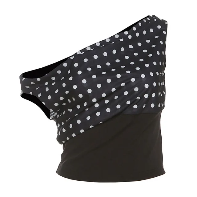 Retro One shoulder Navel exposed Waist controlled Top Black - Shop at LoveMi