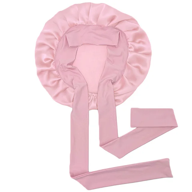 Simple Wide Ribbon Adjustable Silk Nightcap Light Pink - Shop at LoveMi