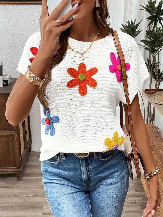 Women's Summer New All matching Loose Knitted Pullover White - Shop at LoveMi