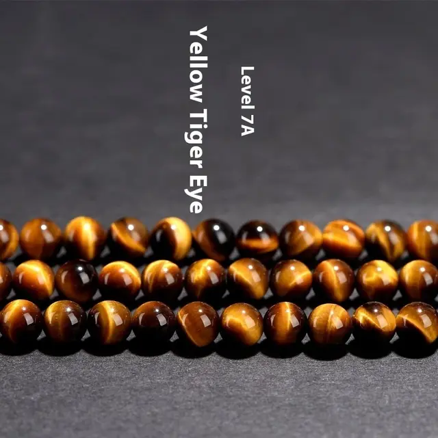 Natural Yellow Tiger's Eye Loose Beads Round Beads DIY Accessories Semi finished Products Class 7A Yellow Tiger Eyes - Shop at LoveMi