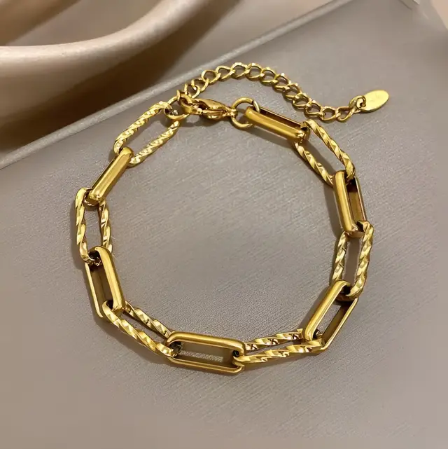 Titanium Steel Bracelet Cross border Arrival Minimalist Design Plated 18K 7Mm Wide Twisted Square Wire - Shop at LoveMi